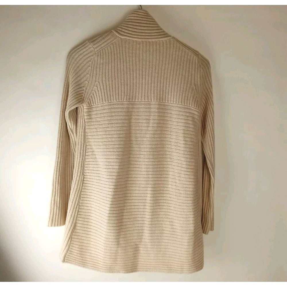New York & Company Women's Beige Stripe Knit Open Front Cardigan sz L - Picture 2 of 9